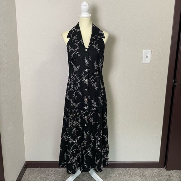 Vintage Coldwater Creek Linen/Cotton Blend Button Front Midi Dress Women Size P6 - Picture 12 of 15